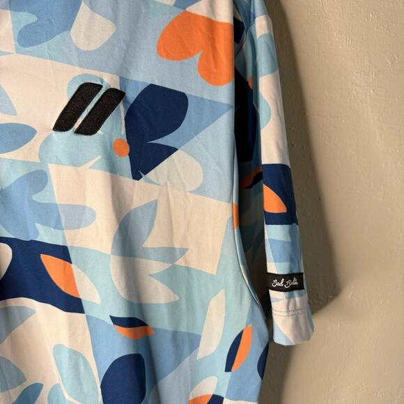 Bad Birdie Core Performance Polo Blue and Orange Floral Size Large - Picture 4 of 7